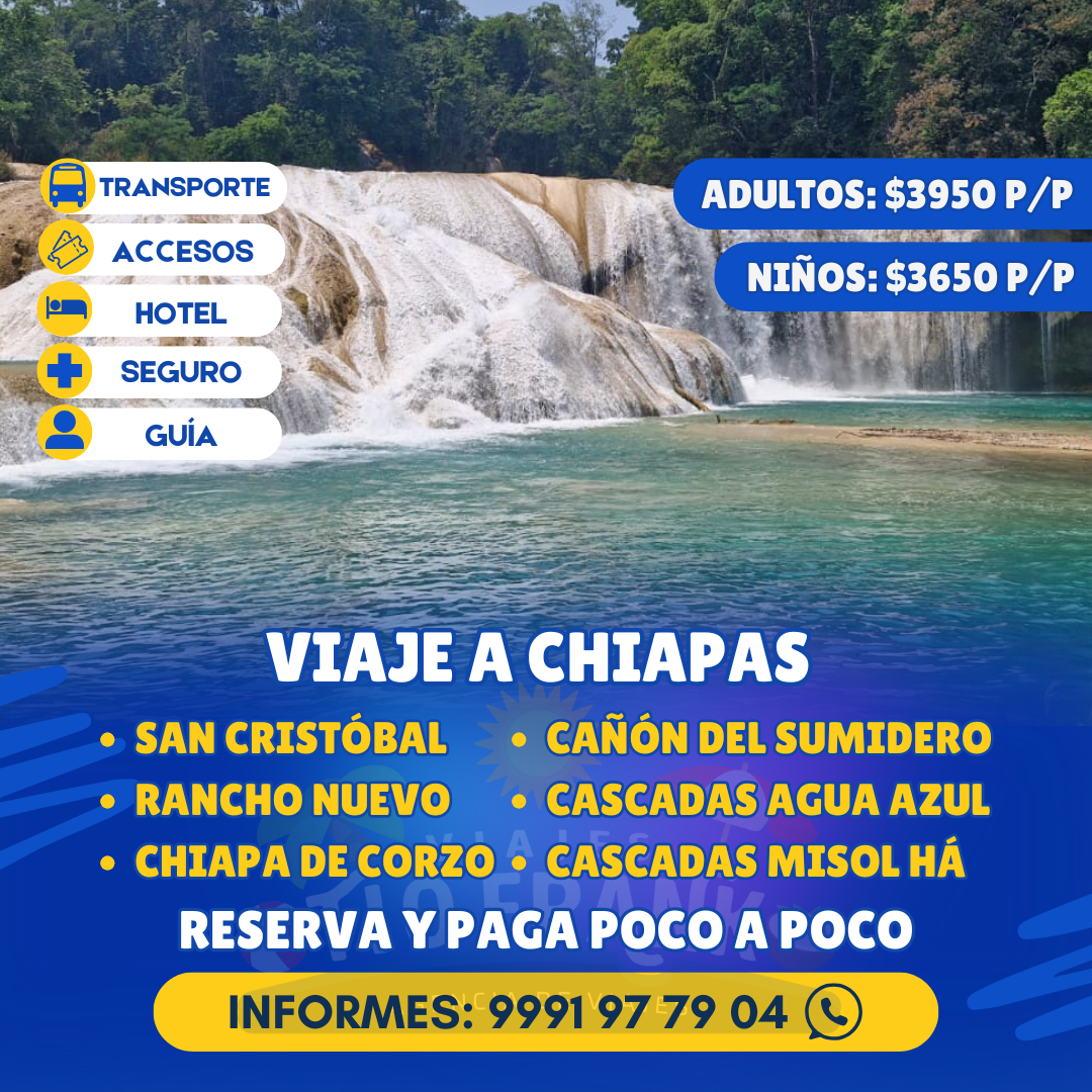 VIAJE A CHIAPAS Y SAN CRISTÓBAL DE LAS CASAS CON HOTEL Y PASEOS INCLUIDOS